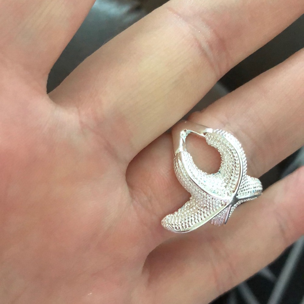 925 Silver Luxury Starfish Beautiful Ring - Picture 4 of 7